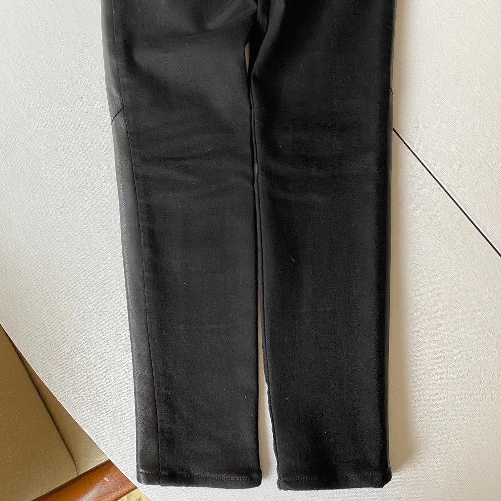 Hudson Jeans Black Denim "Leeloo" Jeans with Leather Stripe Size 27 - Picture 4 of 10